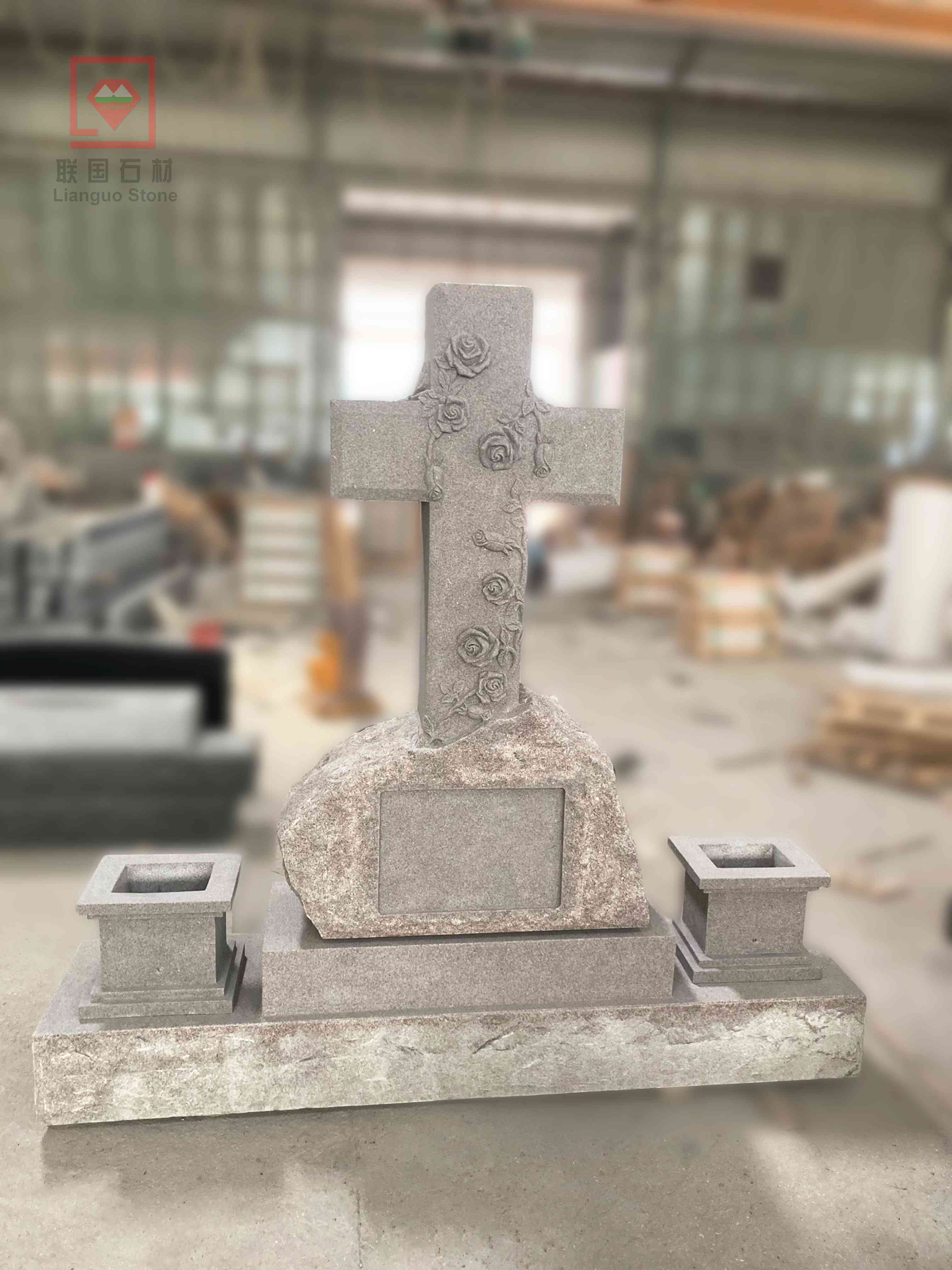 American-style custom Cross granite monument supplier cases stone factory